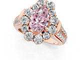 Rose gold Fancy Pink Pear  Halo Diamond Engagement Ring with Split Shank and Prong Setting_67