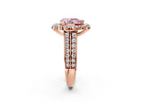 Rose gold Fancy Pink Pear  Halo Diamond Engagement Ring with Split Shank and Prong Setting_68