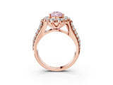 Rose gold Fancy Pink Pear  Halo Diamond Engagement Ring with Split Shank and Prong Setting_69