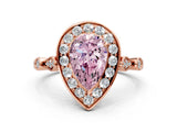Rose gold Fancy Pink Pear  Halo Diamond Engagement Ring with Twisted Band and Four-Prong Setting 1