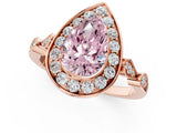 Rose gold Fancy Pink Pear  Halo Diamond Engagement Ring with Twisted Band and Four-Prong Setting 2
