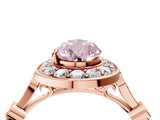 Rose gold Fancy Pink Pear  Halo Diamond Engagement Ring with Twisted Band and Four-Prong Setting 5