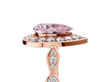 Rose gold Fancy Pink Pear  Halo Diamond Engagement Ring with Twisted Band and Four-Prong Setting