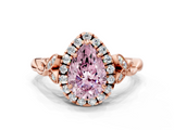 Rose gold Fancy Pink Pear  Halo Diamond Engagement Ring with Vintage-Inspired Band and Four-Prong Setting_3