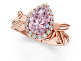 Rose gold Fancy Pink Pear  Halo Diamond Floral Band with Four-Prong Setting_55