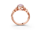 Rose gold Fancy Pink Pear  Halo Diamond Floral Band with Four-Prong Setting_57
