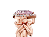 Rose gold Fancy Pink Pear  Halo Diamond Floral Band with Four-Prong Setting_59