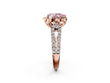 Rose gold Fancy Pink Pear  Halo Diamond Floral Split Shank Engagement Ring 3
