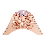 Rose gold Fancy Pink Pear  Halo Diamond Floral Split Shank Engagement Ring 5