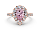Rose gold Fancy Pink Pear  Halo Diamond Pavé Band Ring with Prong Setting_20