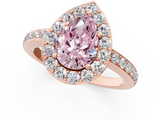 Rose gold Fancy Pink Pear  Halo Diamond Pavé Band Ring with Prong Setting_21