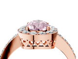 Rose gold Fancy Pink Pear  Halo Diamond Pavé Band Ring with Prong Setting_24