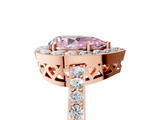 Rose gold Fancy Pink Pear  Halo Diamond Pavé Band Ring with Prong Setting_25