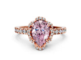 Rose gold Fancy Pink Pear  Halo Diamond Pave Band Ring with Four-Prong Setting_15
