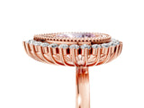 Rose gold Fancy Pink Pear  Halo Diamond Ring with Milgrain Edge and Round Prong Setting_31