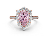 Rose gold Fancy Pink Pear  Halo Diamond Ring with Pavé Band and Prong Setting_15