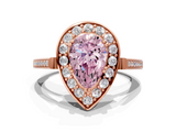 Rose gold Fancy Pink Pear  Halo Diamond Ring with Split Shank and Four-Prong Setting_62
