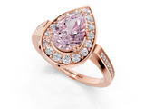 Rose gold Fancy Pink Pear  Halo Diamond Ring with Split Shank and Four-Prong Setting_63