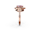 Rose gold Fancy Pink Pear  Halo Diamond Ring with Split Shank and Four-Prong Setting_64