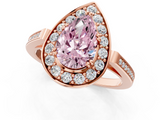 Rose gold Fancy Pink Pear  Halo Diamond Ring with Split Shank and Four-Prong Setting_65