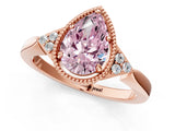 Rose gold Fancy Pink Pear  Halo Diamond Ring with Tapered Band and Four-Prong Setting_4