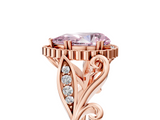 Rose gold Fancy Pink Pear  Halo Diamond Ring with Vintage Split Shank and Four-Prong Setting_23