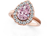 Rose gold Fancy Pink Pear  Halo Diamond Solitaire with Pavé Band and Four-Prong Setting_92