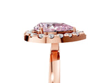 Rose gold Fancy Pink Pear  Halo Diamond Solitaire with Pavé Band and Four-Prong Setting_96