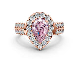 Rose gold Fancy Pink Pear  Halo Diamond Split Shank Engagement Ring with Prong Setting_75