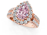Rose gold Fancy Pink Pear  Halo Diamond Split Shank Engagement Ring with Prong Setting_76