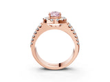 Rose gold Fancy Pink Pear  Halo Diamond Split Shank Engagement Ring with Prong Setting_78