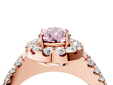 Rose gold Fancy Pink Pear  Halo Diamond Split Shank Engagement Ring with Prong Setting_79