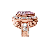Rose gold Fancy Pink Pear  Halo Diamond Split Shank Ring with Milgrain Detail_53