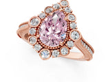 Rose gold Fancy Pink Pear  Halo Milgrain Pave Diamond Ring with Four-Prong Setting 2