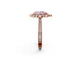 Rose gold Fancy Pink Pear  Halo Milgrain Pave Diamond Ring with Four-Prong Setting 3
