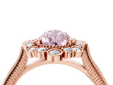 Rose gold Fancy Pink Pear  Halo Milgrain Pave Diamond Ring with Four-Prong Setting 5