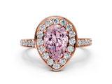 Rose gold Fancy Pink Pear  Halo Pavé Diamond Engagement Ring with Bezel Setting_20