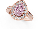 Rose gold Fancy Pink Pear  Halo Pavé Diamond Engagement Ring with Bezel Setting_21