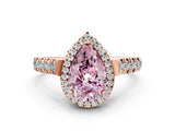 Rose gold Fancy Pink Pear  Halo Pavé Diamond Engagement Ring with Four-Prong Setting_26