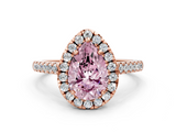Rose gold Fancy Pink Pear  Halo Pavé Diamond Engagement Ring with Four-Prong Setting_3