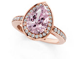Rose gold Fancy Pink Pear  Halo Pave Band Solitaire Ring with Prong Setting_67