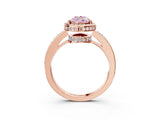 Rose gold Fancy Pink Pear  Halo Pave Band Solitaire Ring with Prong Setting_69