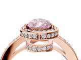 Rose gold Fancy Pink Pear  Halo Pave Band Solitaire Ring with Prong Setting_70