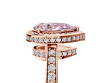 Rose gold Fancy Pink Pear  Halo Pave Band Solitaire Ring with Prong Setting_71