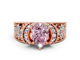 Rose gold Fancy Pink Pear  Halo Pave Diamond Engagement Ring with Milgrain Detailing_48
