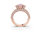 Rose gold Fancy Pink Pear  Halo Pave Diamond Engagement Ring with Milgrain Detailing_51