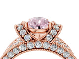 Rose gold Fancy Pink Pear  Halo Pave Diamond Engagement Ring with Milgrain Detailing_52