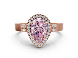 Rose gold Fancy Pink Pear  Halo Pave Split Shank Prong Setting Ring_87