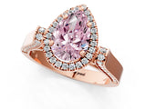 Rose gold Fancy Pink Pear  Halo Pave Split Shank Prong Setting Ring_88