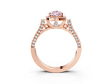 Rose gold Fancy Pink Pear  Halo Pave Split Shank Prong Setting Ring_90